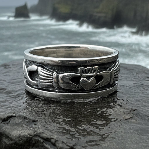 Celtic Ring, Irish Wedding Ring, Ireland Ring, Claddagh Ring, Irish Ring, Promise Ring, Anniversary Gift, Silver Wedding Band, Ireland Gift