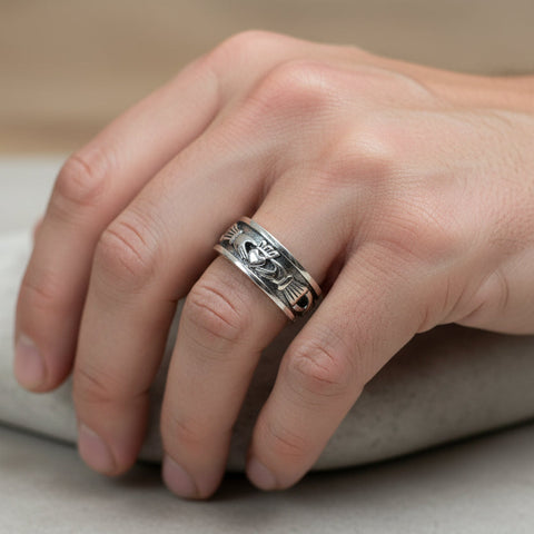 Load image into Gallery viewer, Celtic Ring, Irish Wedding Ring, Ireland Ring, Claddagh Ring, Irish Ring, Promise Ring, Anniversary Gift, Silver Wedding Band, Ireland Gift
