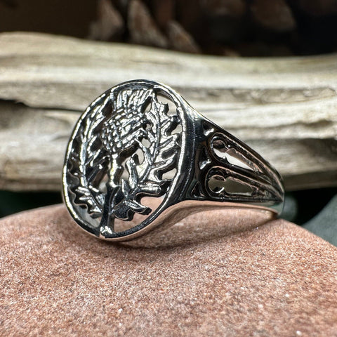Load image into Gallery viewer, Thistle Ring, Celtic Jewelry, Scotland Jewelry, Flower Jewelry, Scottish Jewelry, Nature Ring, Silver Thistle Jewelry, Mom Gift, Wife Gift
