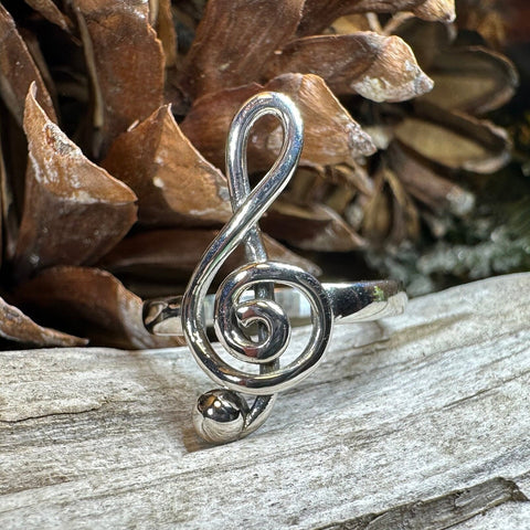Load image into Gallery viewer, Music Note Ring, Music Jewelry, Musician Jewelry, G Clef Jewelry, Theater Gift, Anniversary Gift, Sister Gift, Girlfriend Gift, Aunt Gift
