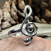 Load image into Gallery viewer, Music Note Ring, Music Jewelry, Musician Jewelry, G Clef Jewelry, Theater Gift, Anniversary Gift, Sister Gift, Girlfriend Gift, Aunt Gift
