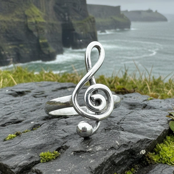 Soul Harmony Sterling Silver 925 Music Note Ring - Adjustable Sizes 4-10, Gift Box Included
