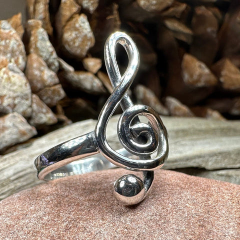 Load image into Gallery viewer, Music Note Ring, Music Jewelry, Musician Jewelry, G Clef Jewelry, Theater Gift, Anniversary Gift, Sister Gift, Girlfriend Gift, Aunt Gift
