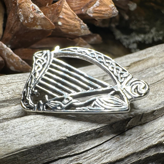 Celtic Harp Brooch, Celtic Pin, Irish Harp Jewelry, Irish Dancer Gift, Celtic Harp, Irish Gift, Mom Gift, Saint Patrick's Day, Wife Gift