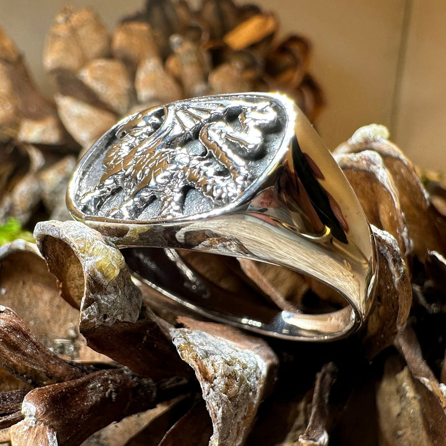 Welsh Dragon Ring, Wales Jewelry, Celtic Signet Ring, Men's Ring, Grooms Gift, Celtic Wedding, Father's Day Gift, Dragon Ring, Large Ring
