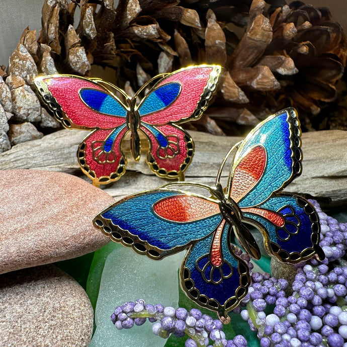 Butterfly Scarf Ring, Enamel Jewelry, Ladies Scarf Holder, Celtic Jewelry, Butterfly Jewelry, Sister Gift, Scarf Slide, Mom Gift, Wife Gift
