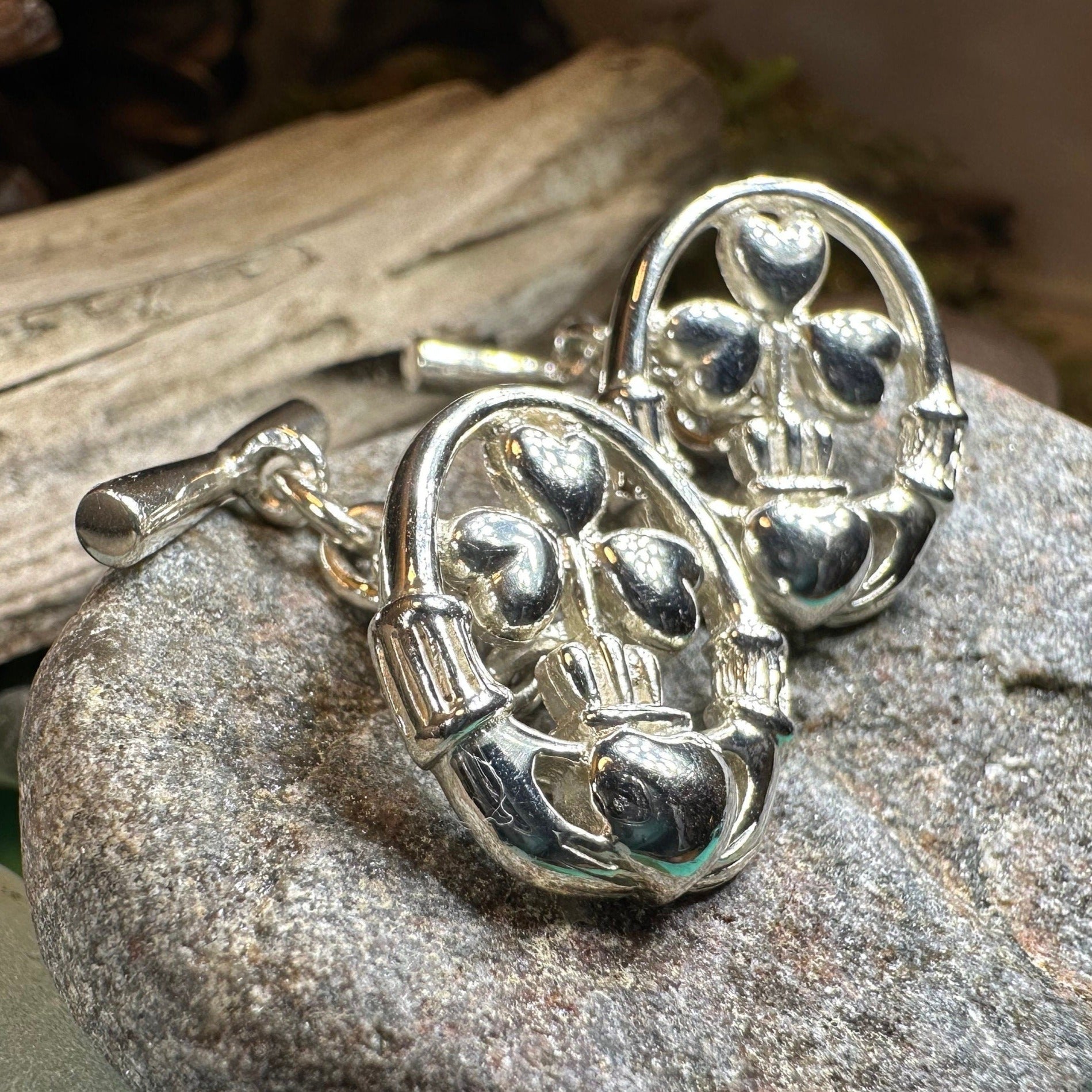 Claddagh Cuff Links, Irish Jewelry, Mens Celtic Jewelry, Silver Gift for Him, Dad Gift, Groom Gift, Dad Gift, Graduation Gift, Shamrock Gift