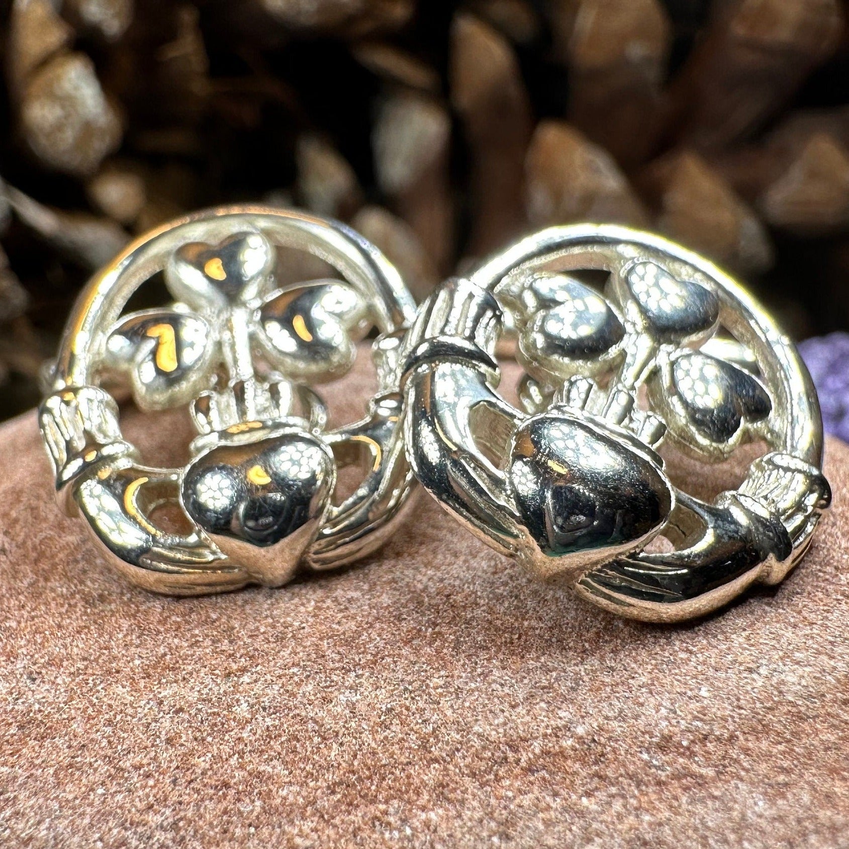 Claddagh Cuff Links, Irish Jewelry, Mens Celtic Jewelry, Silver Gift for Him, Dad Gift, Groom Gift, Dad Gift, Graduation Gift, Shamrock Gift