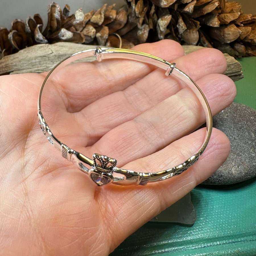 Claddagh Bracelet, Celtic Jewelry, Irish Jewelry, Ireland Gift, Bride Jewelry, Bangle Bracelet, Girlfriend Gift, Wife Gift, Anniversary Gift