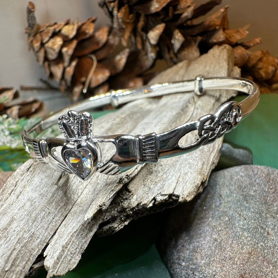 Claddagh Bracelet, Celtic Jewelry, Irish Jewelry, Ireland Gift, Bride Jewelry, Bangle Bracelet, Girlfriend Gift, Wife Gift, Anniversary Gift