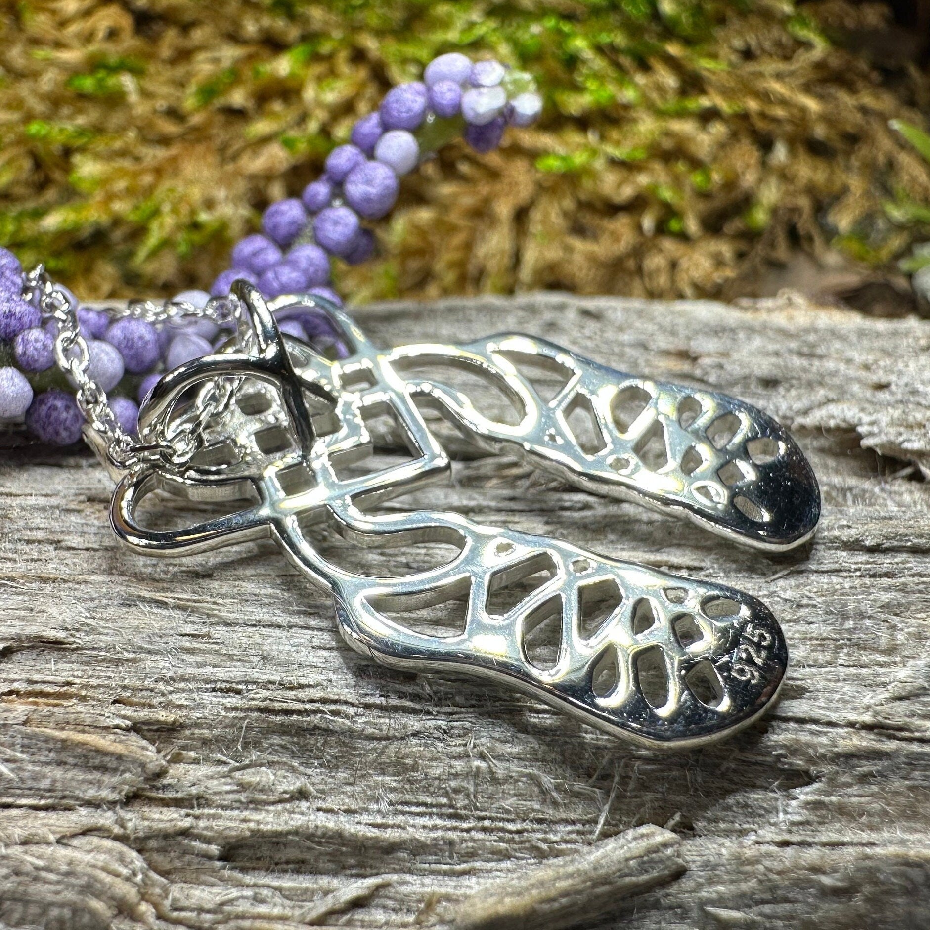 Celtic Heart Irish Dance Shoes Necklace in Sterling Silver — view 6