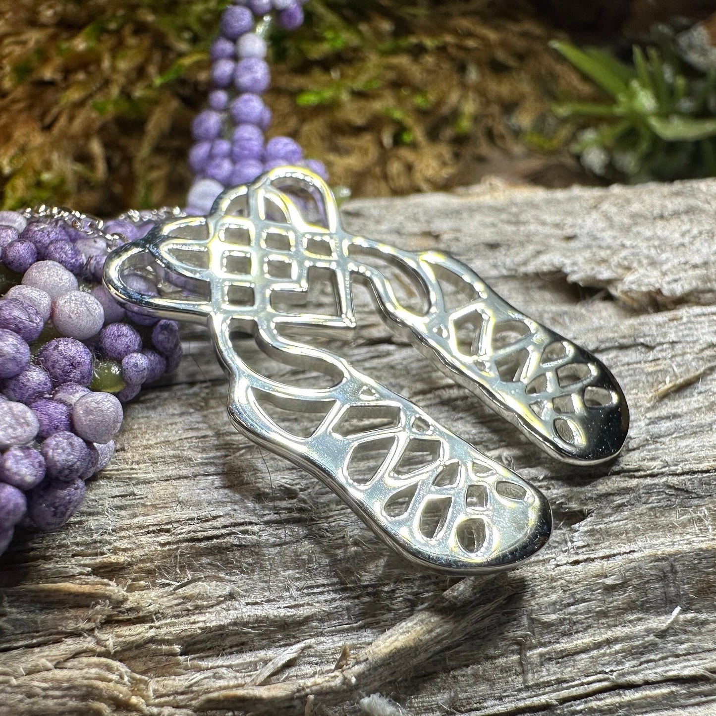 Celtic Heart Irish Dance Shoes Necklace in Sterling Silver — view 8