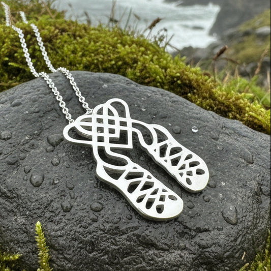 Irish Dance Shoes Necklace, Ghillies Necklace, Celtic Jewelry, Irish Dancer Gift, Girl's Ireland Pendant, Irish Soft Shoe, Dance Jewelry