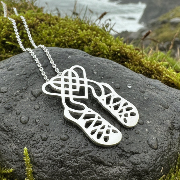 Irish Dance Shoes Necklace, Ghillies Necklace, Celtic Jewelry, Irish Dancer Gift, Girl's Ireland Pendant, Irish Soft Shoe, Dance Jewelry