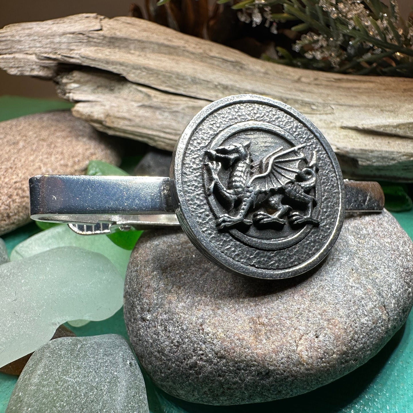 Welsh Dragon Pewter Tie Bar for Men — view 2