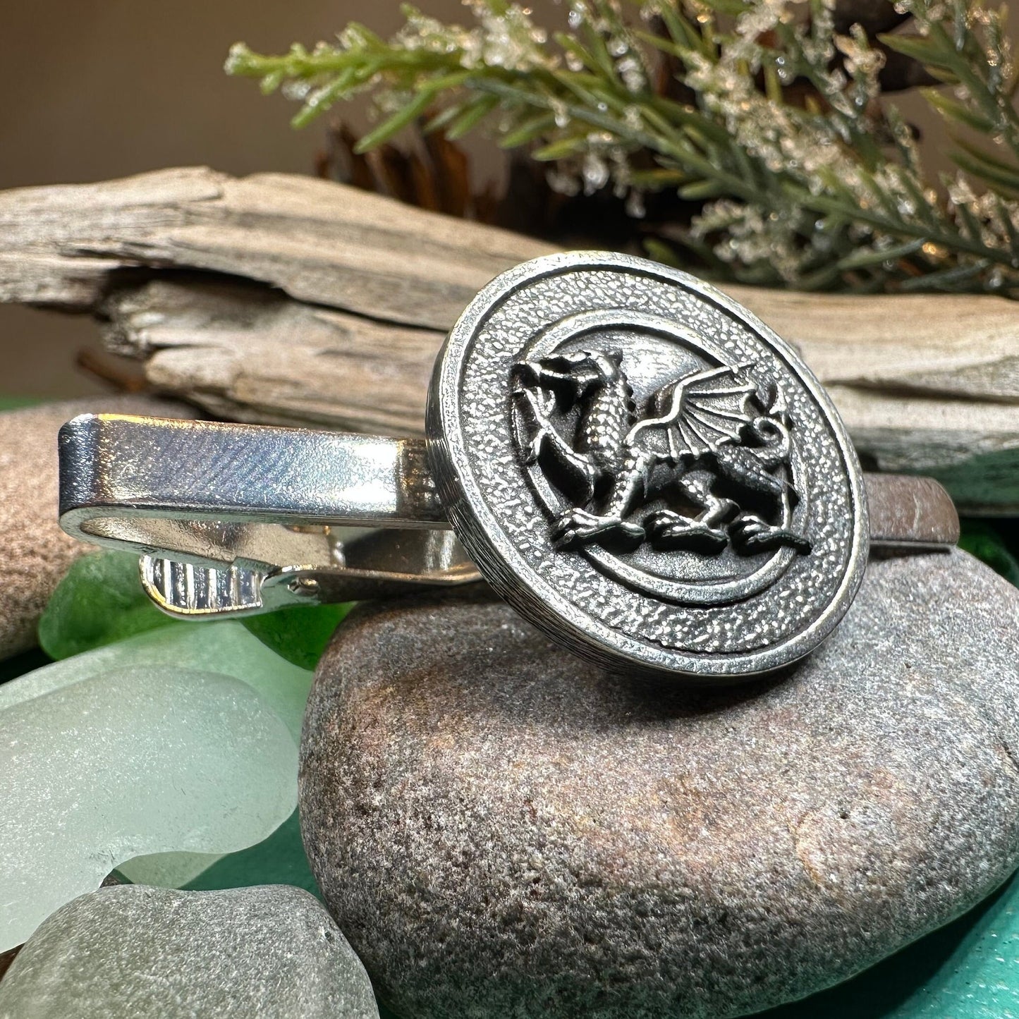 Welsh Dragon Pewter Tie Bar for Men — view 5