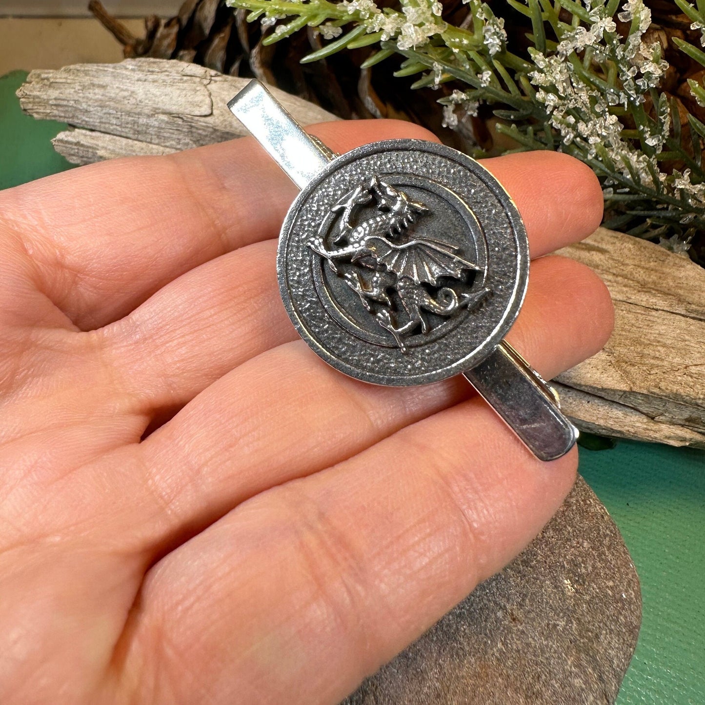 Welsh Dragon Pewter Tie Bar for Men — view 4