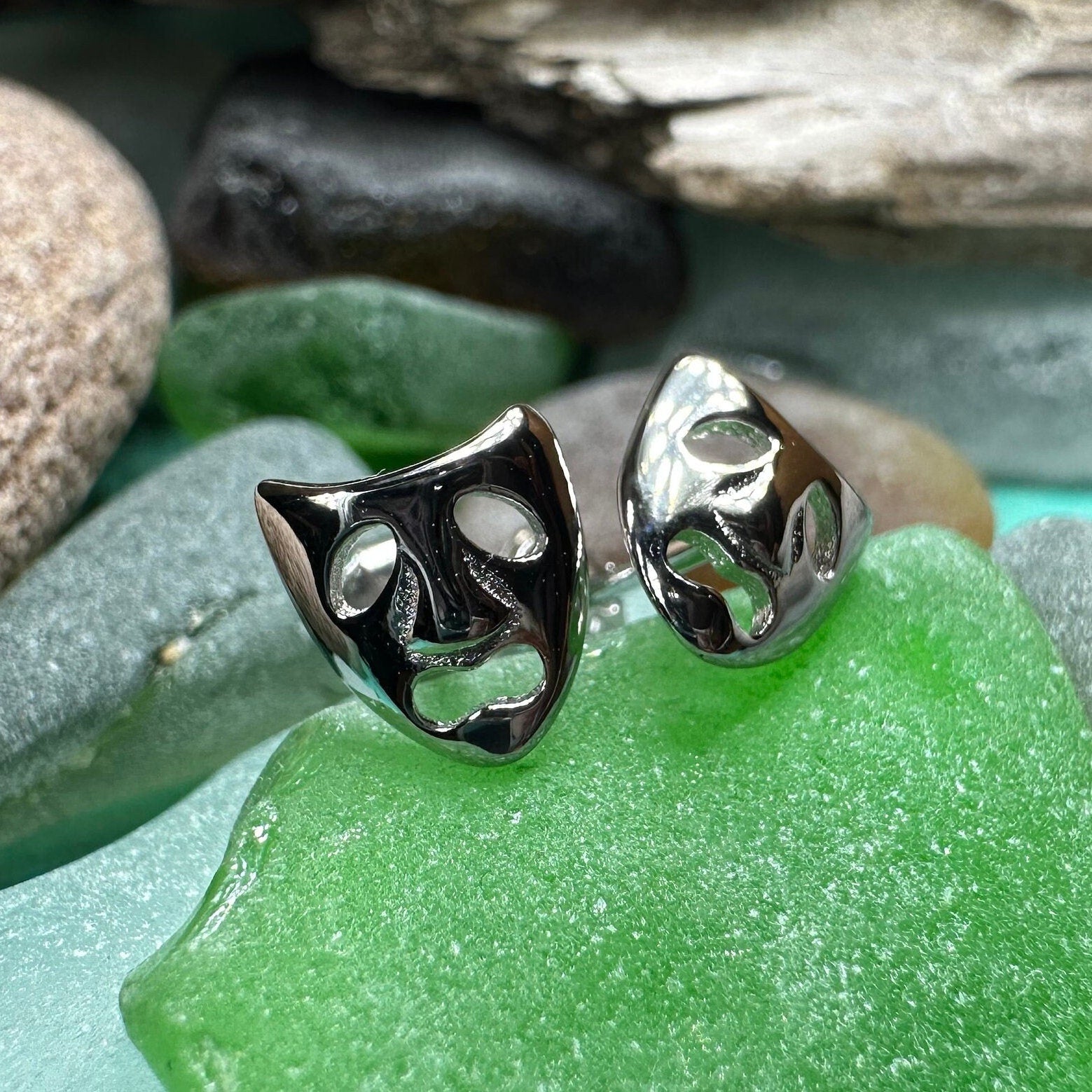 Theater Mask Stud Earrings — view 4