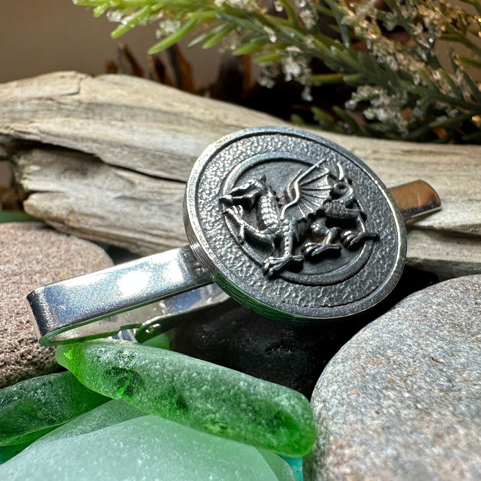 Welsh Dragon Tie Bar, Men's Celtic Jewelry, Wales Gift for Him, Dad Gift, Graduation Gift, Welsh Man's Gift, Celtic Tie Clip, Groom Gift