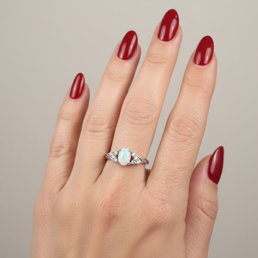Opal Celtic Ring, Celtic Ring, Opal Engagement Ring, Silver Opal Ring, Anniversary Gift, Cocktail Ring, Birthstone Ring, Wife Gift, Mom Gift