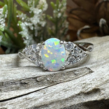 Load image into Gallery viewer, Opal Celtic Ring, Celtic Ring, Opal Engagement Ring, Silver Opal Ring, Anniversary Gift, Cocktail Ring, Birthstone Ring, Wife Gift, Mom Gift
