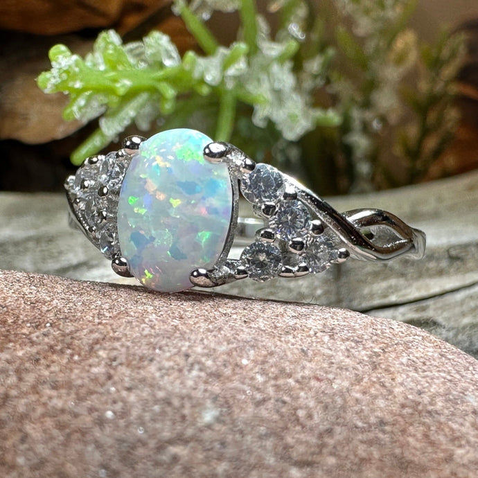 Opal Celtic Ring, Celtic Ring, Opal Engagement Ring, Silver Opal Ring, Anniversary Gift, Cocktail Ring, Birthstone Ring, Wife Gift, Mom Gift