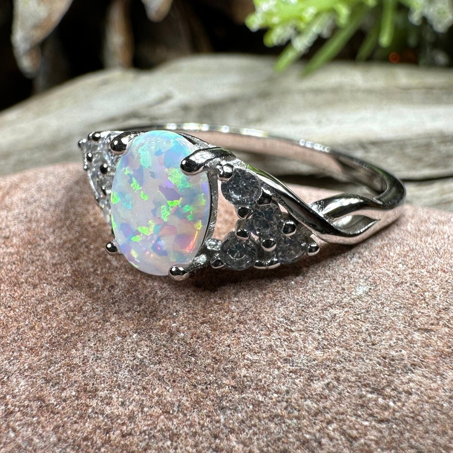 Opal Celtic Ring, Celtic Ring, Opal Engagement Ring, Silver Opal Ring, Anniversary Gift, Cocktail Ring, Birthstone Ring, Wife Gift, Mom Gift