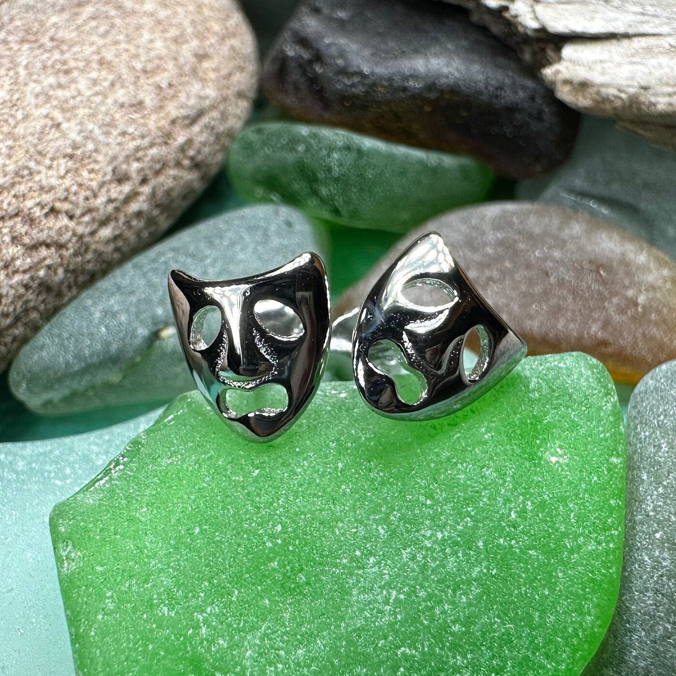 Theater Mask Stud Earrings — view 6