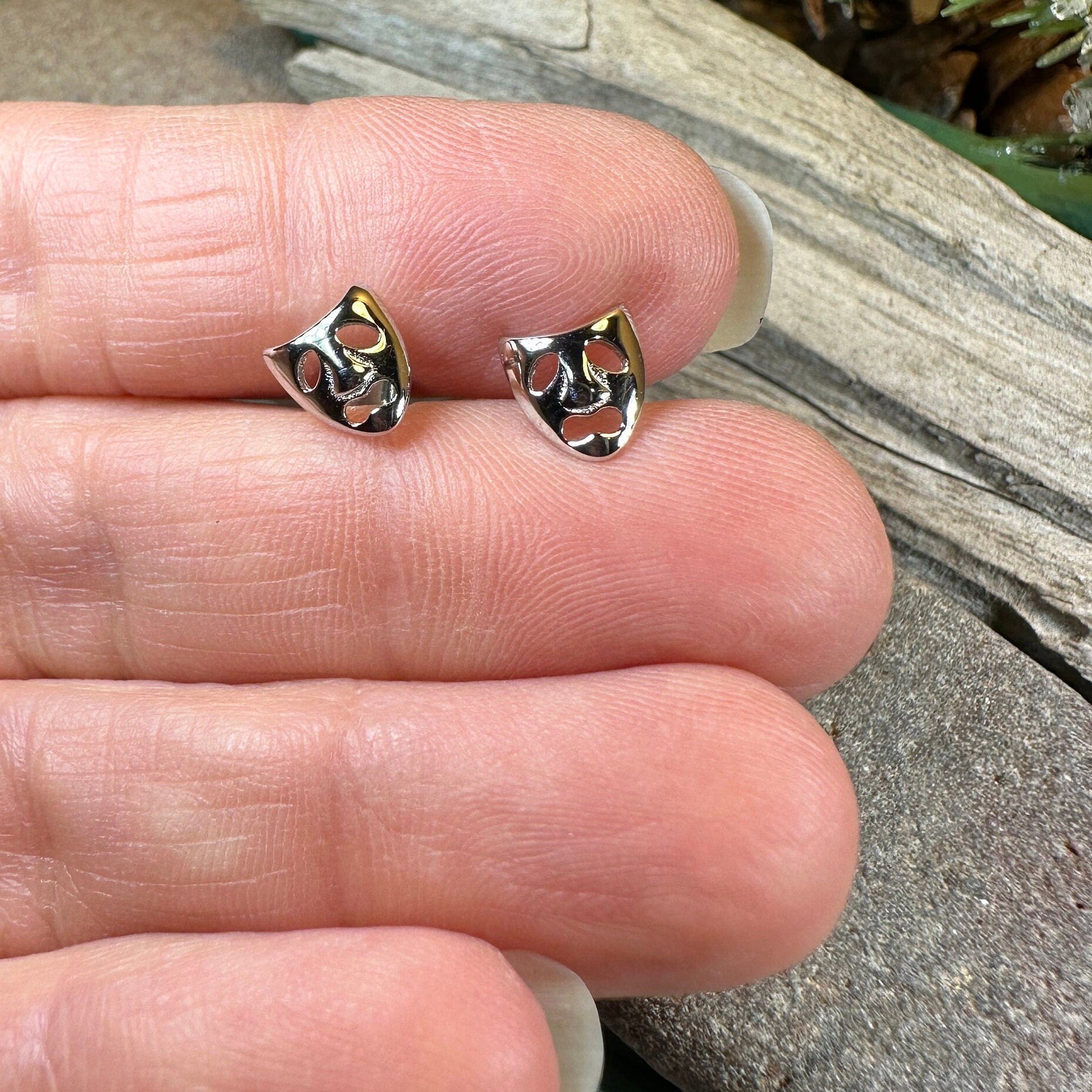 Theater Mask Stud Earrings — view 3