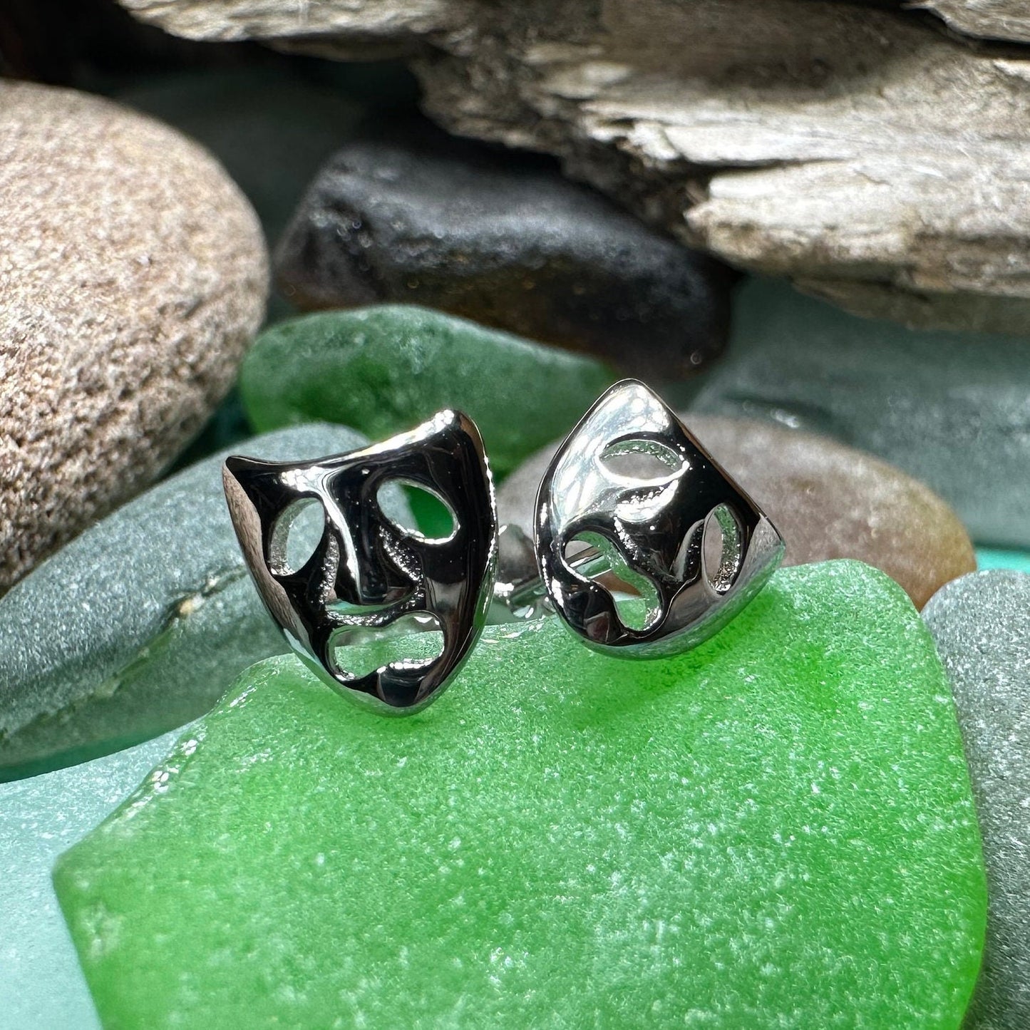 Theater Mask Stud Earrings — view 7