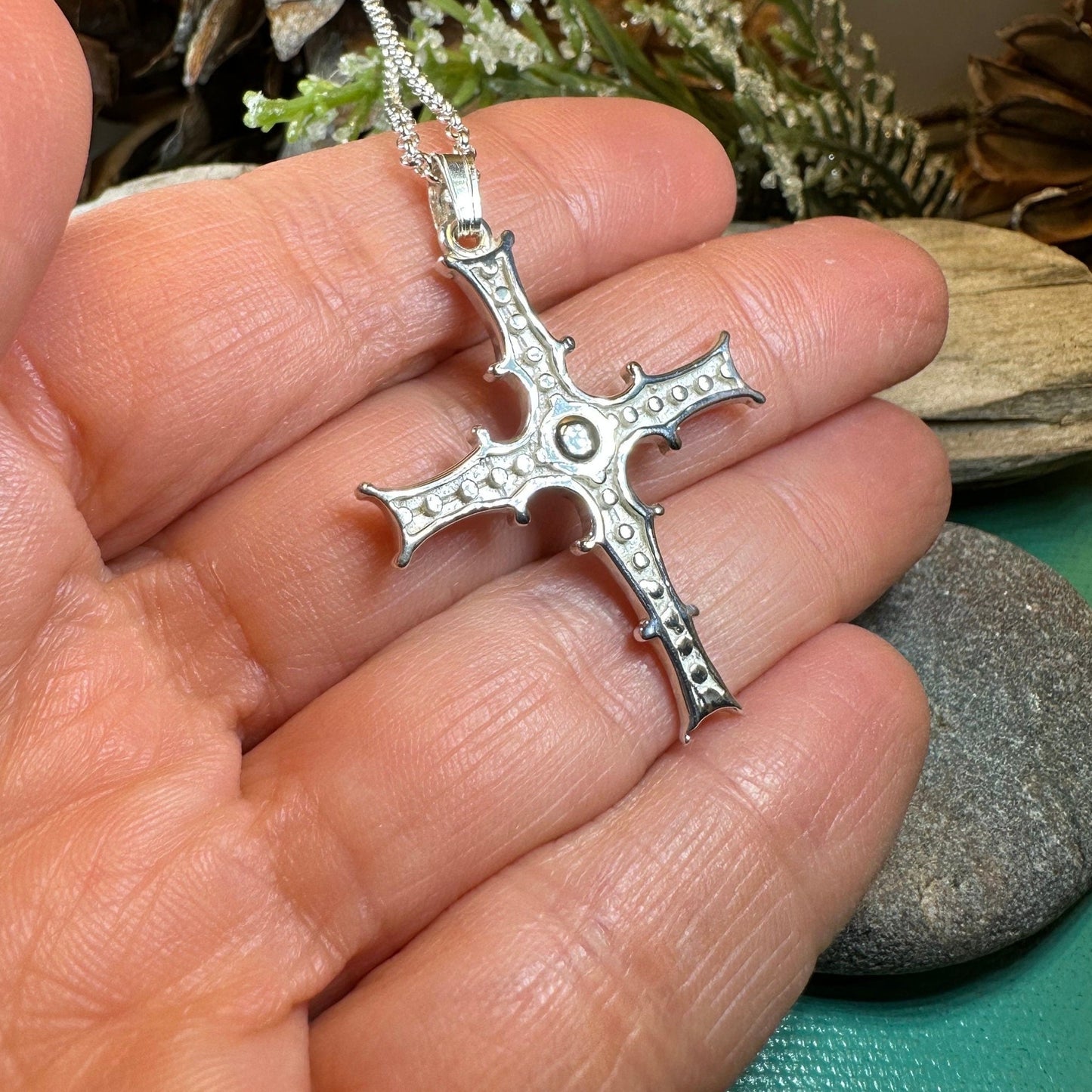 Celtic Cross Necklace, Irish Cross Pendant, Celtic Jewelry, Cong Cross, Anniversary Gift, First Communion Cross, Silver Religious Jewelry