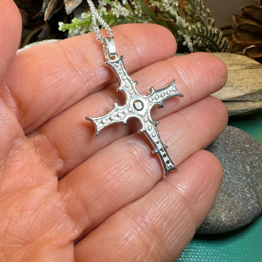 Celtic Cross Necklace, Irish Cross Pendant, Celtic Jewelry, Cong Cross, Anniversary Gift, First Communion Cross, Silver Religious Jewelry