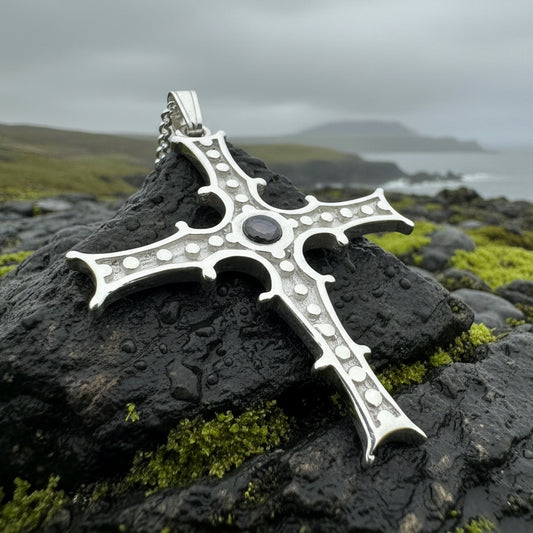 Celtic Cross Necklace, Irish Cross Pendant, Celtic Jewelry, Cong Cross, Anniversary Gift, First Communion Cross, Silver Religious Jewelry