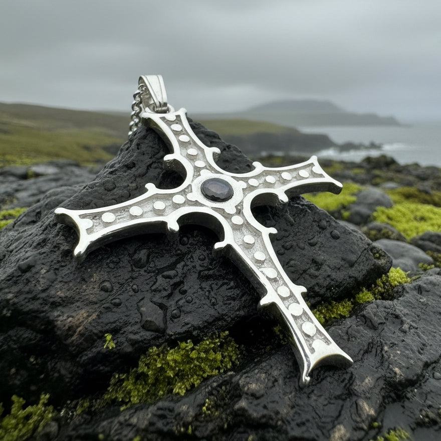 Celtic Cross Necklace, Irish Cross Pendant, Celtic Jewelry, Cong Cross, Anniversary Gift, First Communion Cross, Silver Religious Jewelry