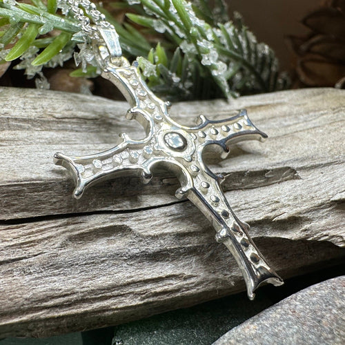 Celtic Cross Necklace, Irish Cross Pendant, Celtic Jewelry, Cong Cross, Anniversary Gift, First Communion Cross, Silver Religious Jewelry