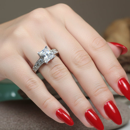 Celtic Engagement Ring, Diamond Promise Ring, Solitaire Ring, Princess Cut Ring, Celtic Knot Jewelry, Anniversary Gift, Ladies Cocktail Ring