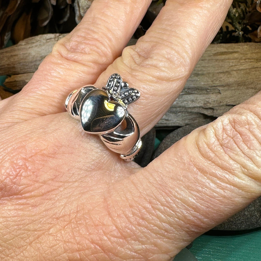 Celtic Ring, Irish Wedding Ring, Irish Claddagh Ring, Large Irish Ring, Promise Ring, Anniversary Gift, Silver Wedding Band, Ireland Gift