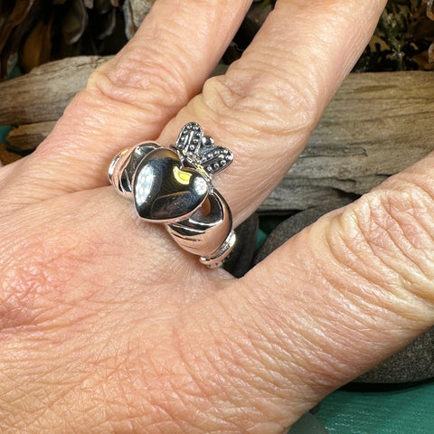 Load image into Gallery viewer, Celtic Ring, Irish Wedding Ring, Irish Claddagh Ring, Large Irish Ring, Promise Ring, Anniversary Gift, Silver Wedding Band, Ireland Gift
