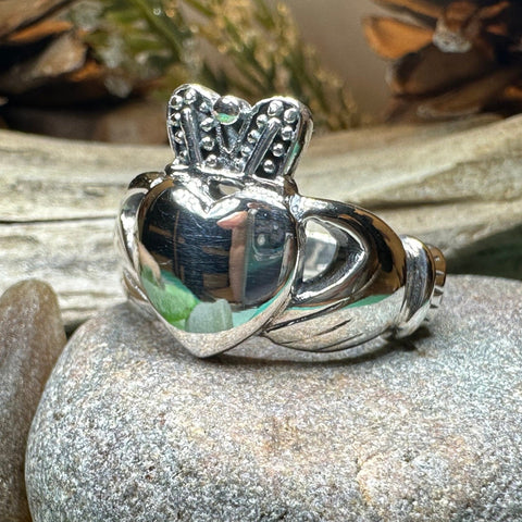 Load image into Gallery viewer, Celtic Ring, Irish Wedding Ring, Irish Claddagh Ring, Large Irish Ring, Promise Ring, Anniversary Gift, Silver Wedding Band, Ireland Gift
