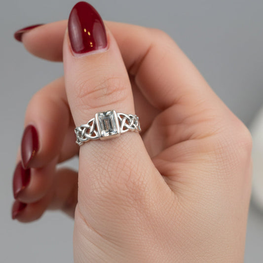 Celtic Knot Ring, Celtic Jewelry, Irish Ring, Celtic Promise Ring, Irish Jewelry, Anniversary Gift, Scottish Ring, Garnet Ring, Wife Gift