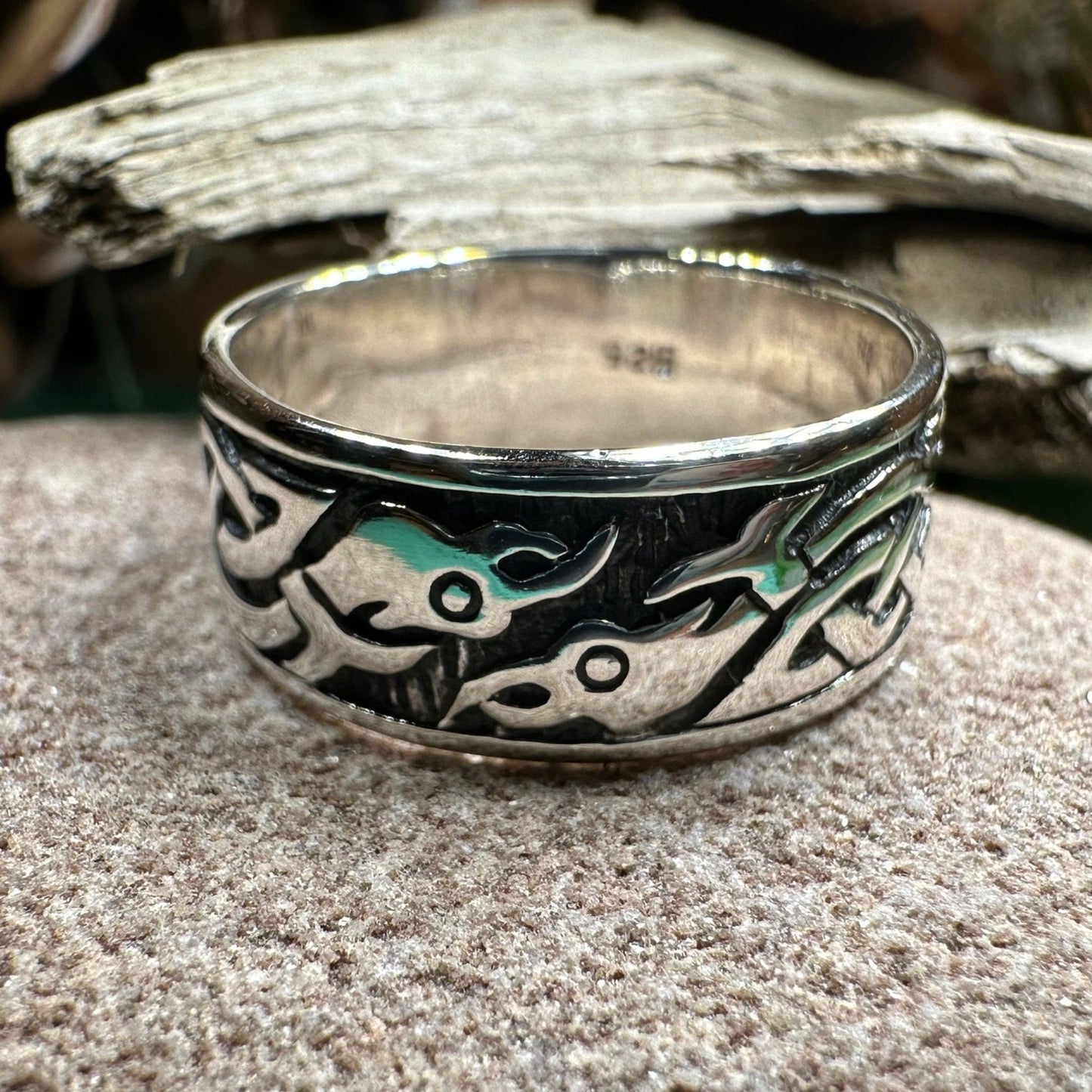 Terrwyn Celtic Raven Ring — view 3