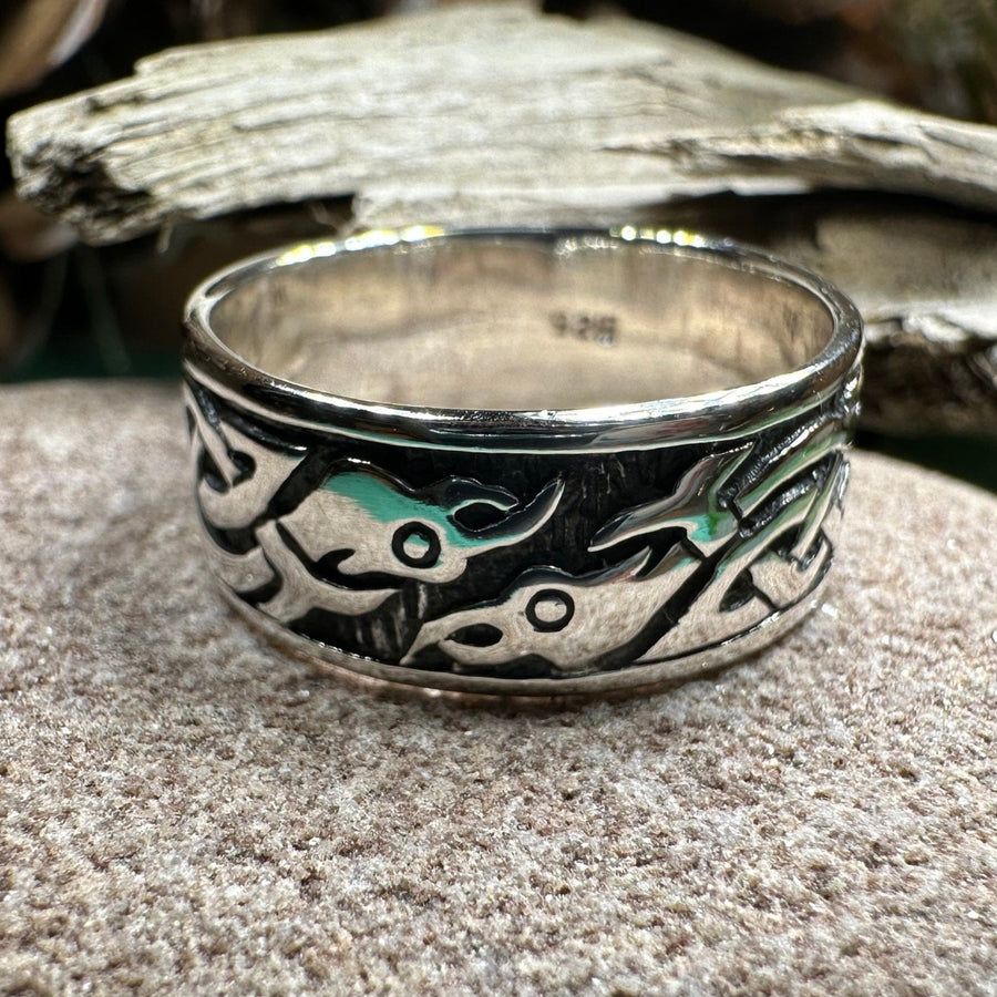 Celtic Raven Ring, Celtic Ring, Scottish Promise Ring, Spiral Ring, Irish Ring, Wedding Band, Anniversary Gift, Ireland Ring, Wiccan Ring