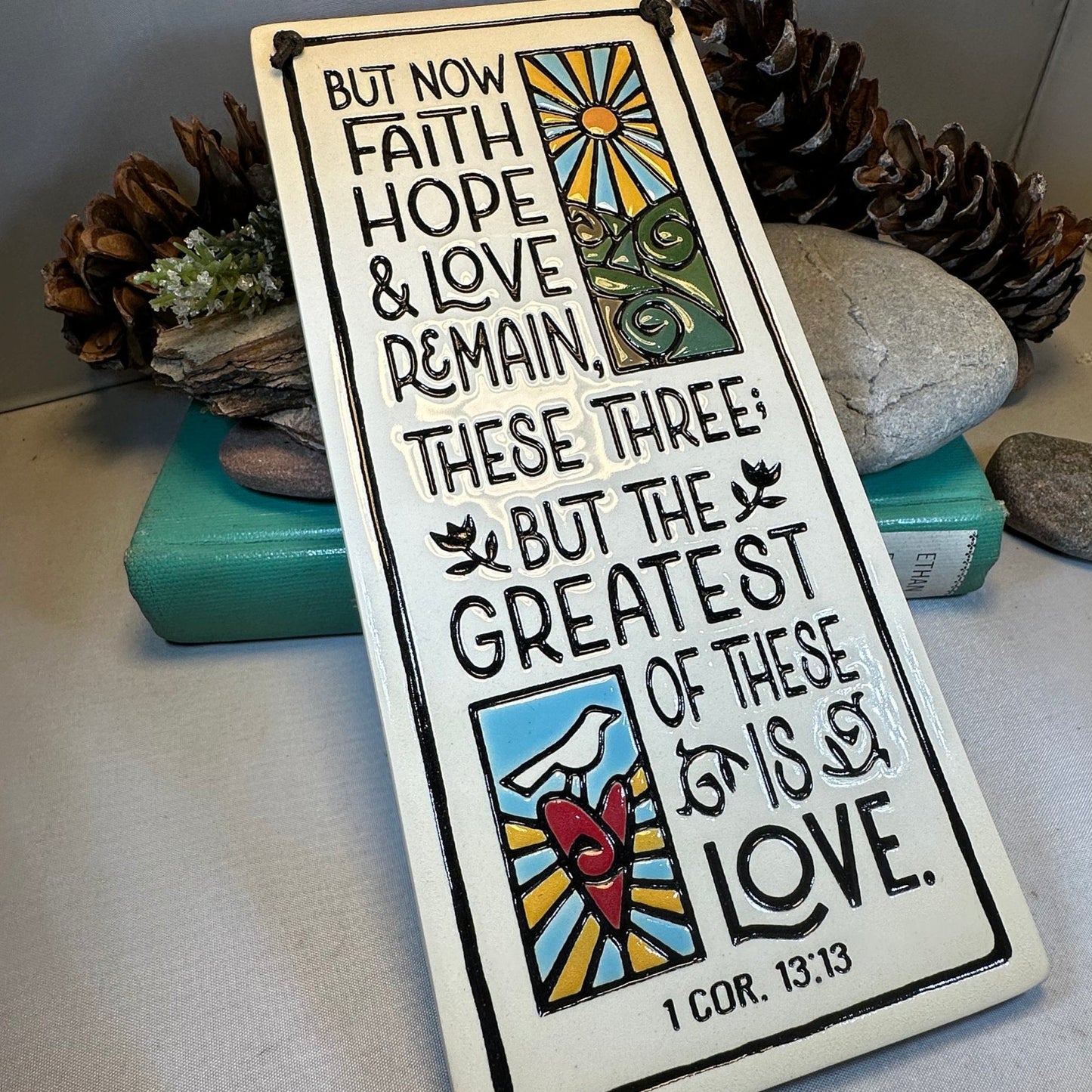 Faith Hope Love Christian Blessing Wall Art — view 7