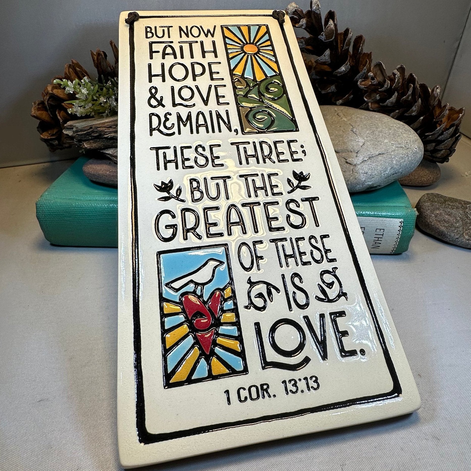 Faith Hope Love Christian Blessing Wall Art — view 9