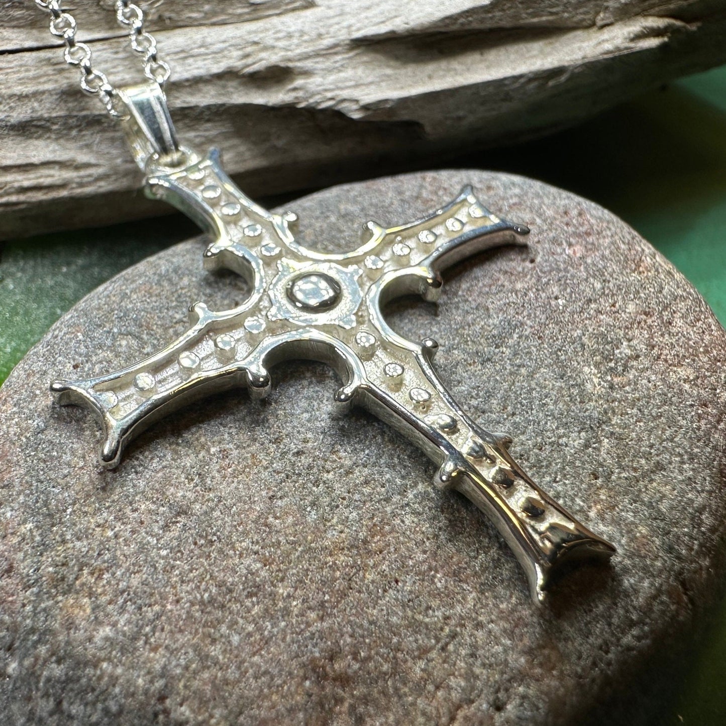 Celtic Cross Necklace, Irish Cross Pendant, Celtic Jewelry, Cong Cross, Anniversary Gift, First Communion Cross, Silver Religious Jewelry