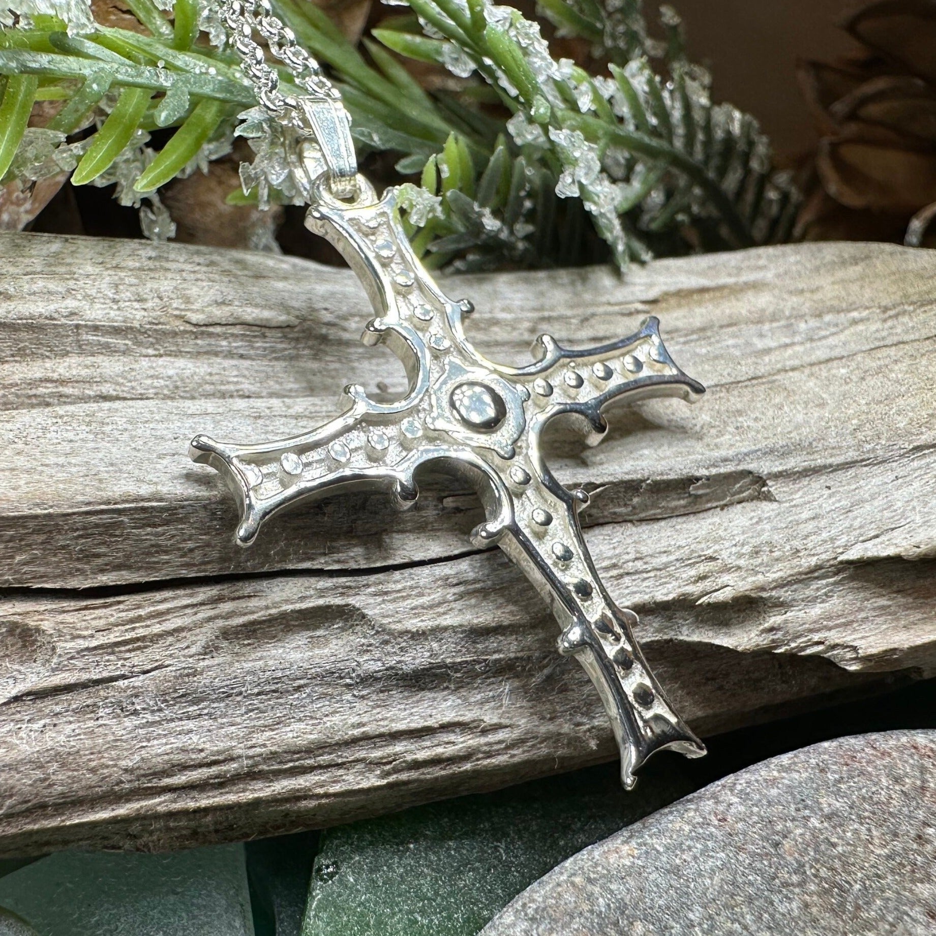 Celtic Cross Necklace, Irish Cross Pendant, Celtic Jewelry, Cong Cross, Anniversary Gift, First Communion Cross, Silver Religious Jewelry