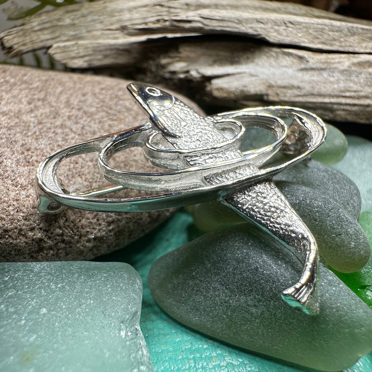 Salmon of Knowledge Brooch, Celtic Jewelry, Irish Pin, Gift for Fishing Lover, Anniversary Gift, Nature Jewelry, Realistic Fish Pin, Artisan