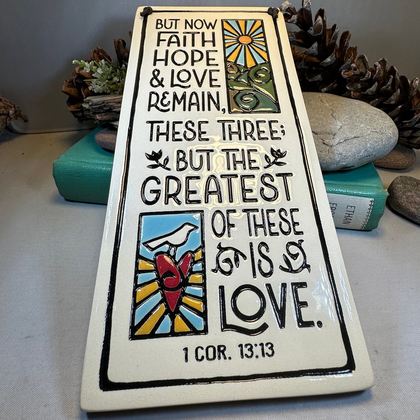 Faith Hope Love Christian Blessing Wall Art — view 2