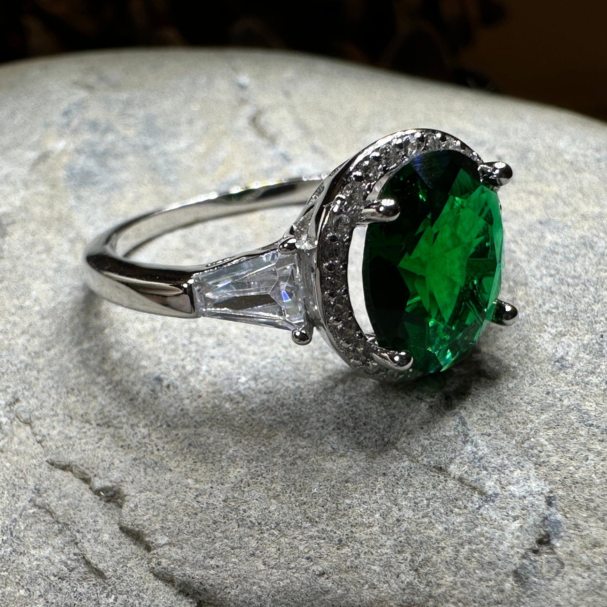 Irish Lady Celtic Ring, Engagement Ring, Large Emerald Ring, Engagement Ring, Celtic Statement Ring, Anniversary Gift, Ladies Promise Ring
