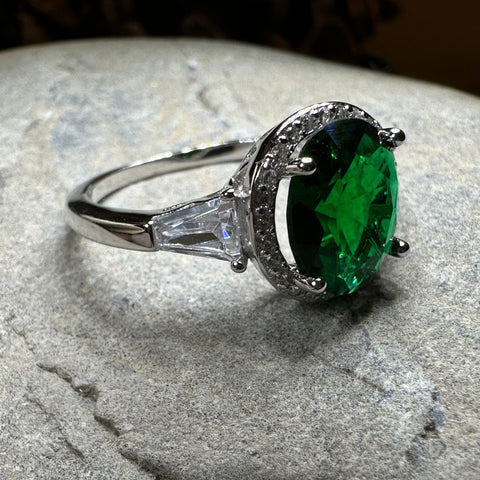 Load image into Gallery viewer, Irish Lady Celtic Ring, Engagement Ring, Large Emerald Ring, Engagement Ring, Celtic Statement Ring, Anniversary Gift, Ladies Promise Ring
